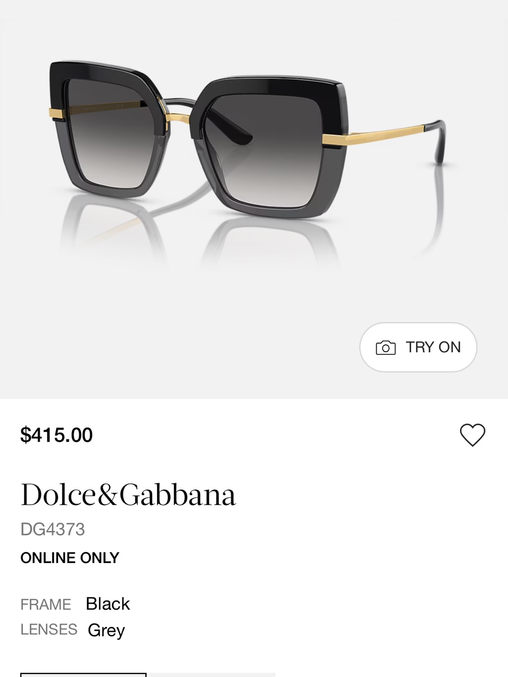 Dolce & Gabbana Black Sunglasses With Grey Lenses